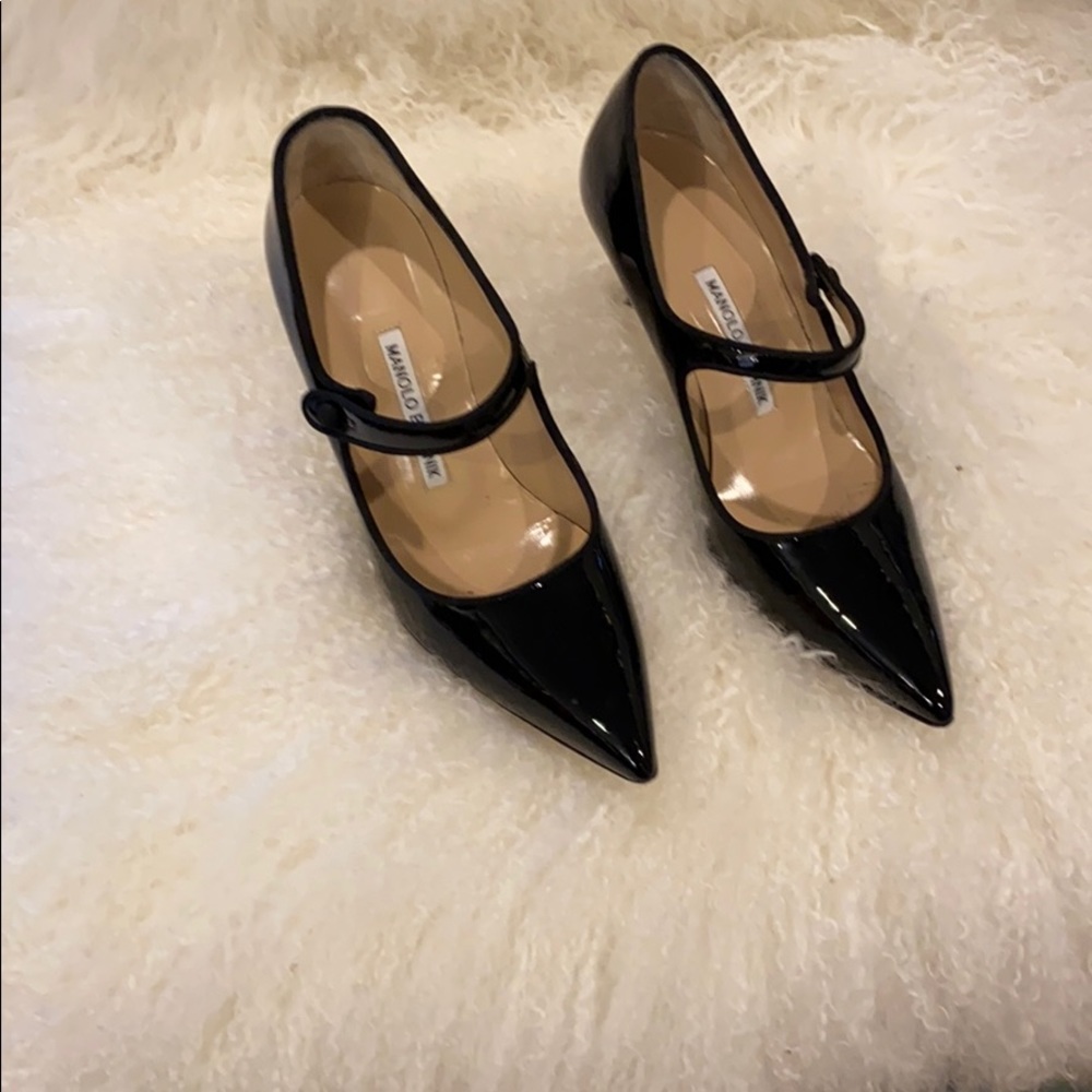 Manolo Blahnik Campari pointed toe Mary Jane pump